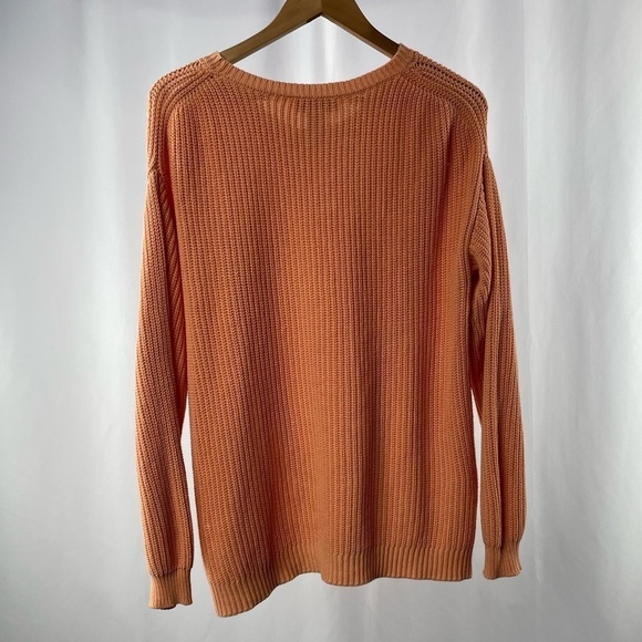 Magaschoni Cotton Cable Knit Sweater in Orange Size Small - Picture 3 of 3